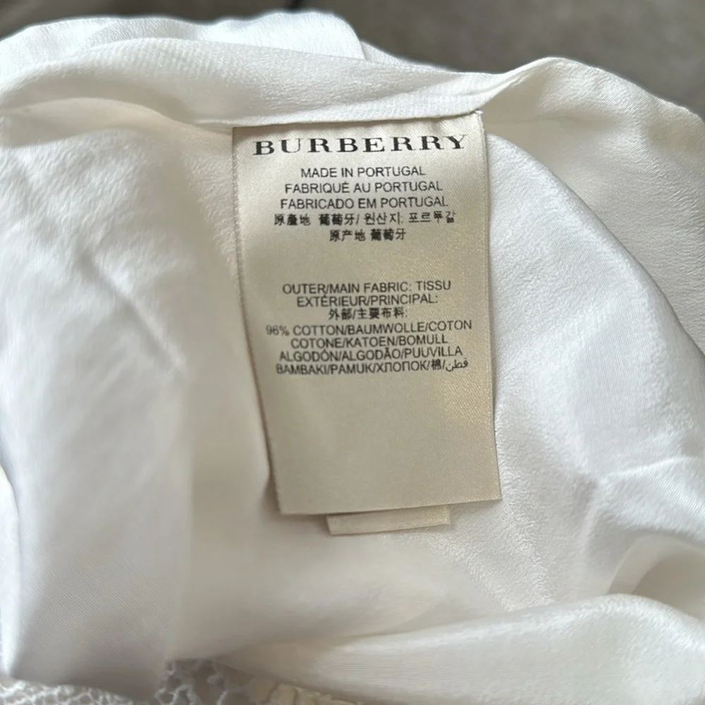 NWT Burberry White Floral Lace Lined Cotton Silk Women’s Skirt size‎ 6 reg $550